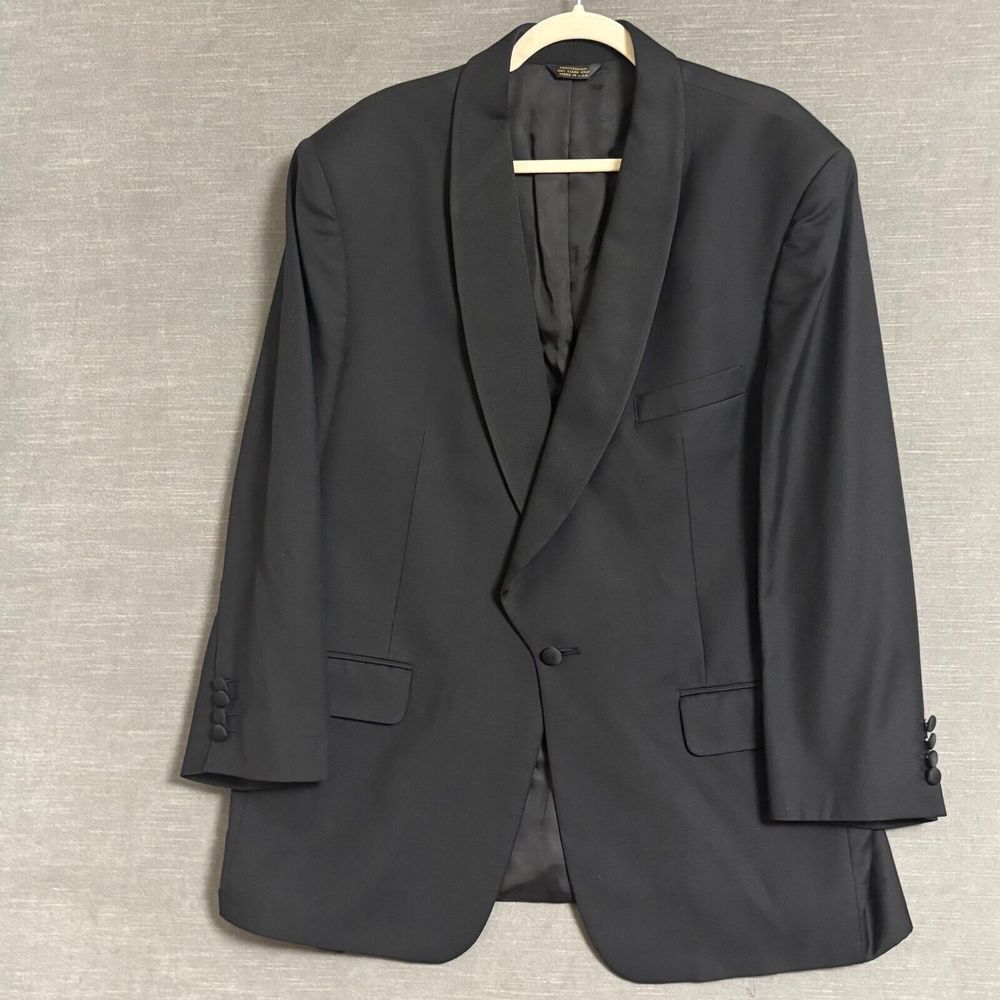J Michaels‎ Tuxedo Jacket 46S Black Wool Shawl Collar Wedding Formal England USA